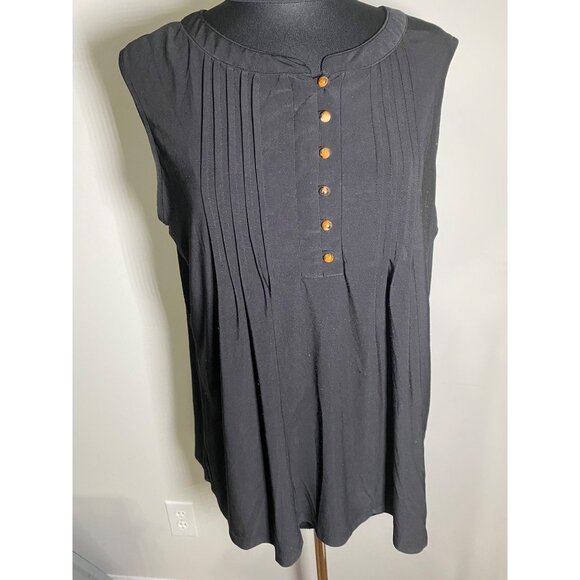 PerSeption Concept Sleeveless Black Top With Button Detail Size XL - Picture 1 of 7